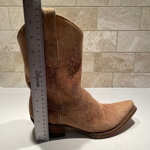 Old Gringo Leopardito Suede Western Slouch Cowboy Boots Tan Women 8 B 6633-168-1 - Picture 8 of 9